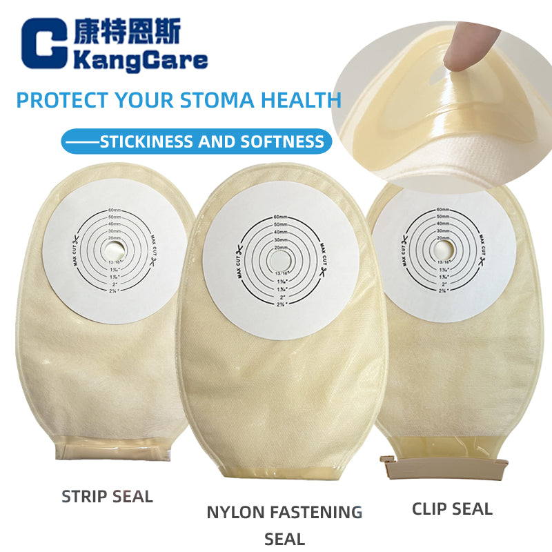 Soft Colostomy Bags,One-piece system Ostomy Pouch, for stoma size 15-60mm,stoma bag with clamp