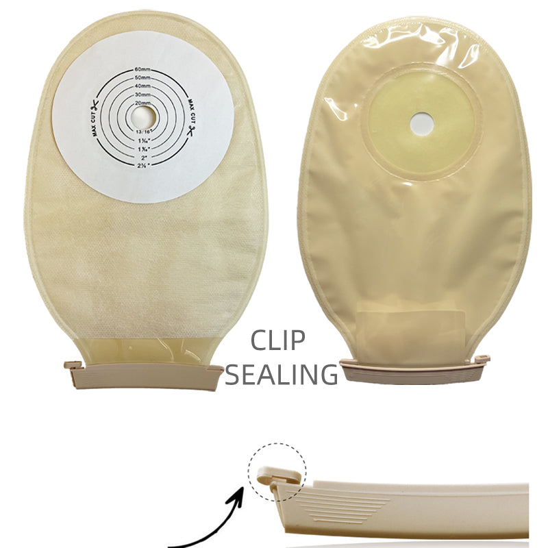 Soft Colostomy Bags,One-piece system Ostomy Pouch, for stoma size 15-60mm,stoma bag with clamp